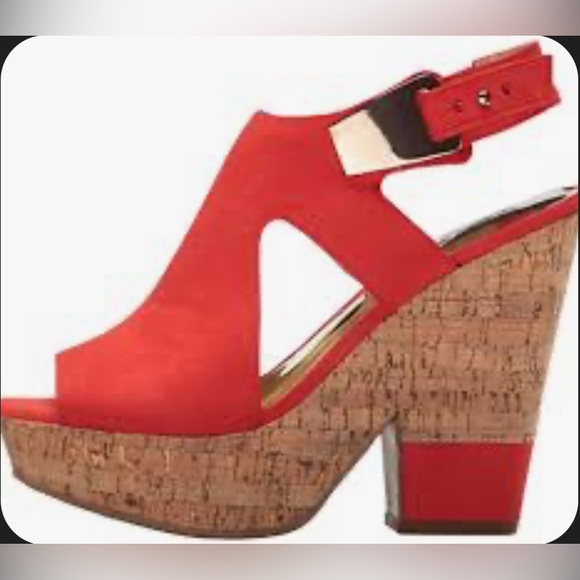 Carlos Santana Shoes - Carlos Santana Red Platform Sandals with Chunky Cork Heel size 11